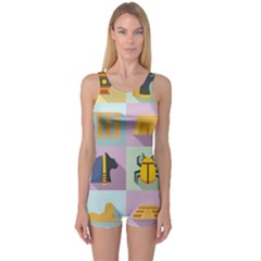 Egypt-icons-set-flat-style One Piece Boyleg Swimsuit by Salman4z