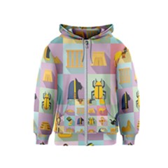 Egypt-icons-set-flat-style Kids  Zipper Hoodie by Salman4z