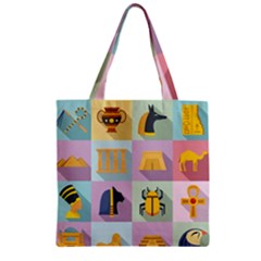 Egypt-icons-set-flat-style Zipper Grocery Tote Bag by Salman4z