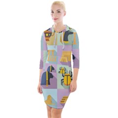 Egypt-icons-set-flat-style Quarter Sleeve Hood Bodycon Dress by Salman4z