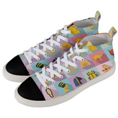 Egypt-icons-set-flat-style Men s Mid-top Canvas Sneakers by Salman4z