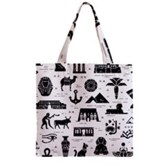 Dark-seamless-pattern-symbols-landmarks-signs-egypt --- Zipper Grocery Tote Bag by Salman4z