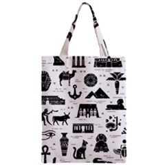 Dark-seamless-pattern-symbols-landmarks-signs-egypt --- Zipper Classic Tote Bag by Salman4z