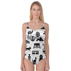 Dark-seamless-pattern-symbols-landmarks-signs-egypt --- Camisole Leotard  by Salman4z