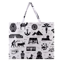 Dark-seamless-pattern-symbols-landmarks-signs-egypt --- Zipper Large Tote Bag by Salman4z