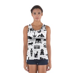 Dark-seamless-pattern-symbols-landmarks-signs-egypt --- Sport Tank Top  by Salman4z