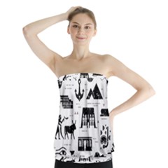 Dark-seamless-pattern-symbols-landmarks-signs-egypt --- Strapless Top by Salman4z