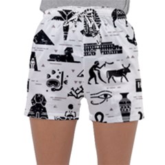 Dark-seamless-pattern-symbols-landmarks-signs-egypt --- Sleepwear Shorts by Salman4z