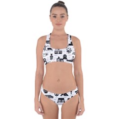 Dark-seamless-pattern-symbols-landmarks-signs-egypt --- Cross Back Hipster Bikini Set by Salman4z