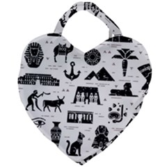 Dark-seamless-pattern-symbols-landmarks-signs-egypt --- Giant Heart Shaped Tote by Salman4z