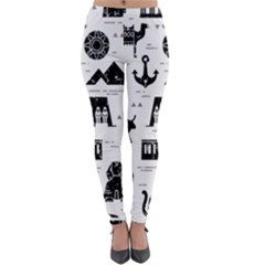 Dark-seamless-pattern-symbols-landmarks-signs-egypt --- Lightweight Velour Leggings by Salman4z