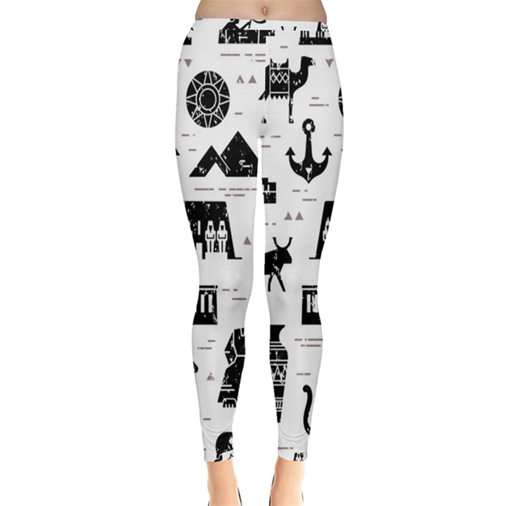 Dark-seamless-pattern-symbols-landmarks-signs-egypt --- Inside Out Leggings