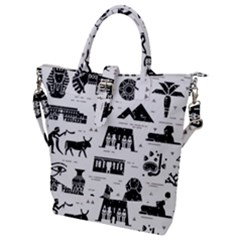 Dark-seamless-pattern-symbols-landmarks-signs-egypt --- Buckle Top Tote Bag by Salman4z