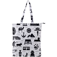 Dark-seamless-pattern-symbols-landmarks-signs-egypt --- Double Zip Up Tote Bag by Salman4z