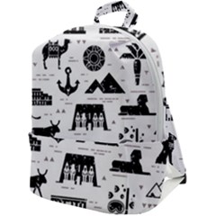 Dark-seamless-pattern-symbols-landmarks-signs-egypt --- Zip Up Backpack by Salman4z