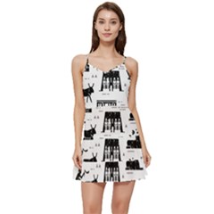 Dark-seamless-pattern-symbols-landmarks-signs-egypt --- Short Frill Dress by Salman4z