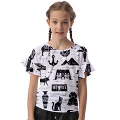 Dark-seamless-pattern-symbols-landmarks-signs-egypt --- Kids  Cut Out Flutter Sleeves by Salman4z