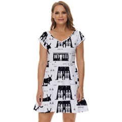 Dark-seamless-pattern-symbols-landmarks-signs-egypt --- Short Sleeve Tiered Mini Dress by Salman4z