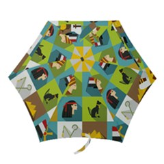 Egypt-travel-items-icons-set-flat-style Mini Folding Umbrellas by Salman4z