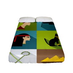 Egypt-travel-items-icons-set-flat-style Fitted Sheet (full/ Double Size) by Salman4z