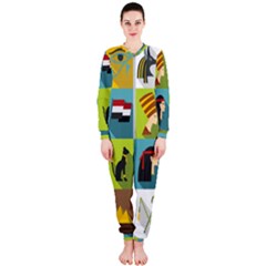 Egypt-travel-items-icons-set-flat-style Onepiece Jumpsuit (ladies) by Salman4z