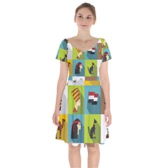 Egypt-travel-items-icons-set-flat-style Short Sleeve Bardot Dress by Salman4z