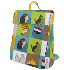 Egypt-travel-items-icons-set-flat-style Flap Top Backpack by Salman4z