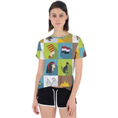 Egypt-travel-items-icons-set-flat-style Open Back Sport Tee by Salman4z