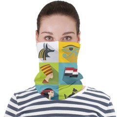 Egypt-travel-items-icons-set-flat-style Face Seamless Bandana (adult) by Salman4z