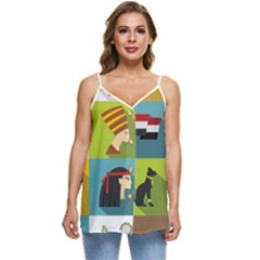 Egypt-travel-items-icons-set-flat-style Casual Spaghetti Strap Chiffon Top by Salman4z