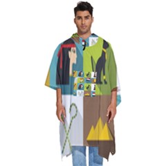 Egypt-travel-items-icons-set-flat-style Men s Hooded Rain Ponchos by Salman4z