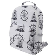 Marine Nautical Seamless Pattern With Vintage Lighthouse Wheel Flap Pocket Backpack (small) by Salman4z