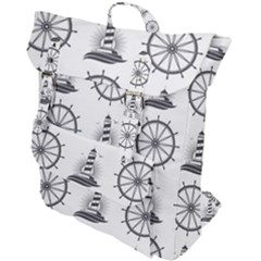 Marine Nautical Seamless Pattern With Vintage Lighthouse Wheel Buckle Up Backpack by Salman4z