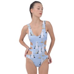 Cute-seagulls-seamless-pattern-light-blue-background Side Cut Out Swimsuit by Salman4z