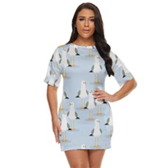 Cute-seagulls-seamless-pattern-light-blue-background Just Threw It On Dress by Salman4z