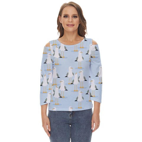 Cute-seagulls-seamless-pattern-light-blue-background Cut Out Wide Sleeve Top by Salman4z