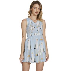 Cute-seagulls-seamless-pattern-light-blue-background Sleeveless High Waist Mini Dress by Salman4z