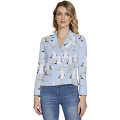 Cute-seagulls-seamless-pattern-light-blue-background Women s Long Sleeve Revers Collar Cropped Jacket by Salman4z