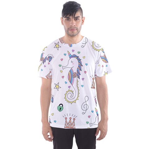 Seamless-pattern-cute-unicorn-cartoon-hand-drawn Men s Sport Mesh Tee by Salman4z