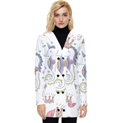 Seamless-pattern-cute-unicorn-cartoon-hand-drawn Button Up Hooded Coat  by Salman4z