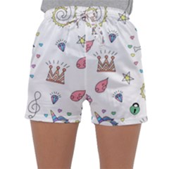 Seamless-pattern-cute-unicorn-cartoon-hand-drawn Sleepwear Shorts by Salman4z