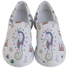 Seamless-pattern-cute-unicorn-cartoon-hand-drawn Kids Lightweight Slip Ons by Salman4z