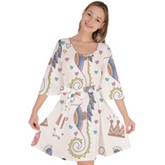 Seamless-pattern-cute-unicorn-cartoon-hand-drawn Velour Kimono Dress by Salman4z