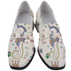 Seamless-pattern-cute-unicorn-cartoon-hand-drawn Women s Chunky Heel Loafers by Salman4z