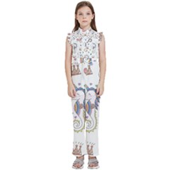 Seamless-pattern-cute-unicorn-cartoon-hand-drawn Kids  Sleeveless Ruffle Edge Band Collar Chiffon One Piece by Salman4z