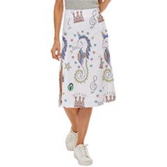 Seamless-pattern-cute-unicorn-cartoon-hand-drawn Midi Panel Skirt by Salman4z