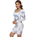 Seamless-pattern-cute-unicorn-cartoon-hand-drawn Women Long Sleeve Ruched Stretch Jersey Dress View3