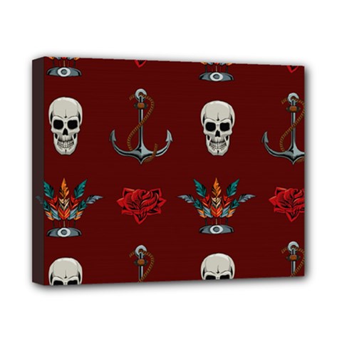 Tattoo-old-school-background-pattern Canvas 10  X 8  (stretched) by Salman4z