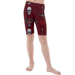 Tattoo-old-school-background-pattern Kids  Mid Length Swim Shorts by Salman4z