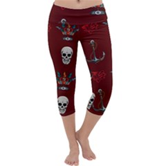 Tattoo-old-school-background-pattern Capri Yoga Leggings